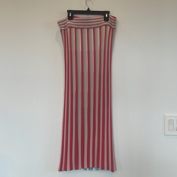 NWT New York & Co Long/Maxi Length Skirt Pink / Green Stripe Pattern Size M - Picture 4 of 12